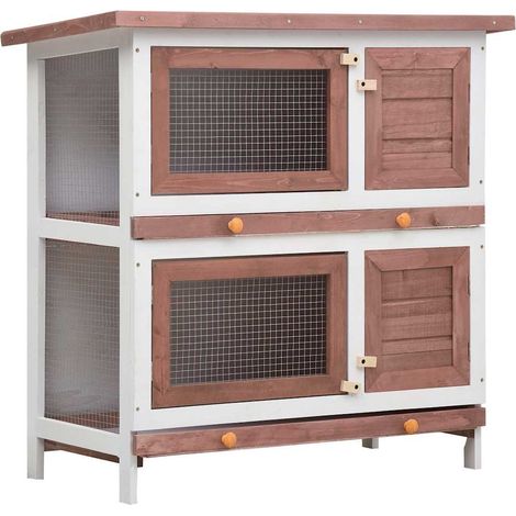 Maison Exclusive - Conigliera per Esterni con 4 Porte Marrone in Legno (1/5)
