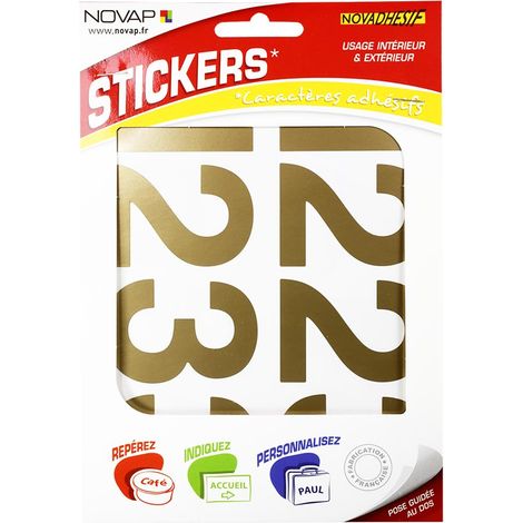 Chiffres autocollants 60mm Or NOVADHESIFS - 4371221