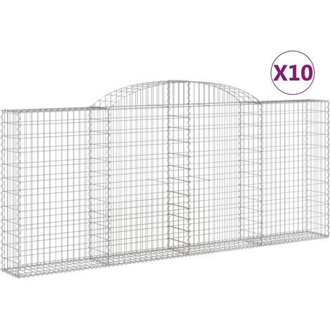 Paniers à gabions arqués 10 pcs  Mur en gabion 300x30x120/140 cm fer galvanisé