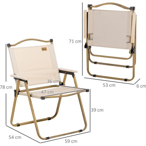 Ensemble de chaises de camping : 2 chaises de jardin pliantes avec cadre en acier,effet bois,fauteuil pliant pour piscine,plage,Oxford,kaki