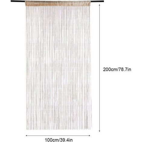 Rideau à perles romantique - - 200x99 cm - Polyester - Gris - Ruban argenté scintillant - Facile à installer (1/4)