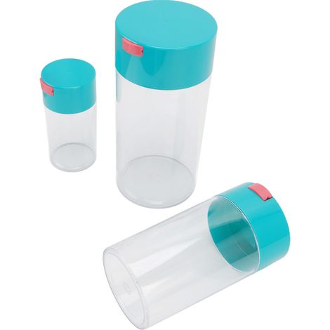 Ensemble de bocaux hermétiques transparents de 2100 ml, 1100 ml et 400 ml en plastique, pour la conservation sous vide des fruits secs, du café en grains et du thé. (1/5)