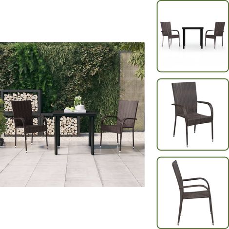 Arredamento da esterno - vidaXL Set da Pranzo per Giardino 3 pz Marrone e Nero - Tavolo in vetro