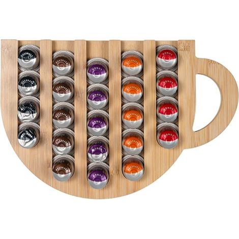 Pr��sentoir �� capsules de caf�� en bois (lot de 1) - Rangement en forme de tasse - Peut contenir 36 capsules de caf��