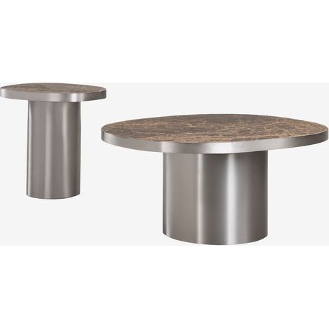 Set de 2 tables basses en pierre naturelle et acier inoxydable Fertrix SKLUM (1/5)