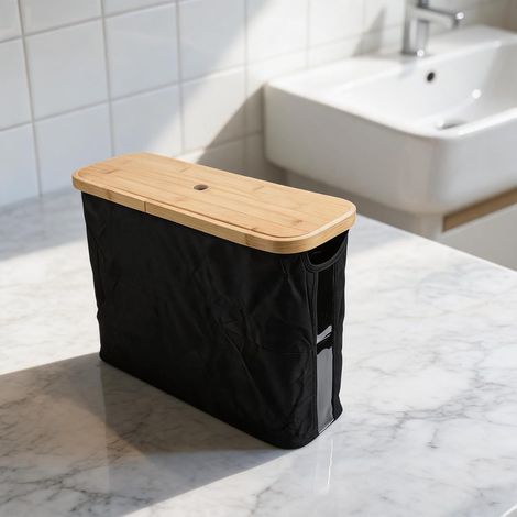 Boîte de rangement papier toilette avec couvercle, panier pliable (1/5)