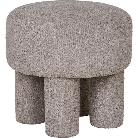 MADELON - Pouf design 4 pieds en Tissu Bouclé Taupe (1/5)