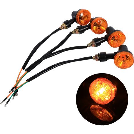 Clignotants ronds style vintage pour motos – Mini clignotants universels (compatibles avec les motos de type Harley) – Lot de 4 (1/2)
