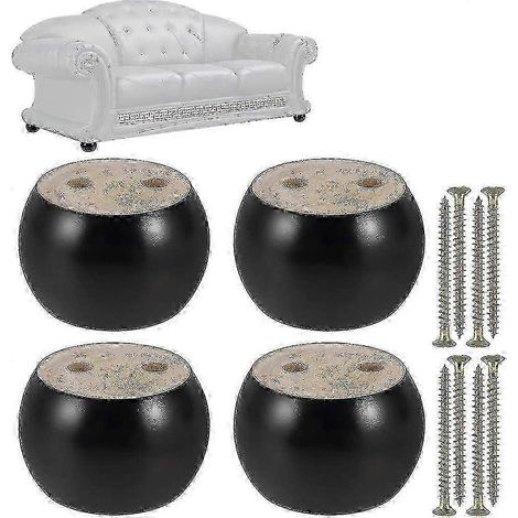 Quatre pieds de meubles coniques de rechange en eucalyptus, 50 mm de hauteur, noirs, compatibles avec canapés, lits, fauteuils, armoires, etc., 2025 noir. (1/5)