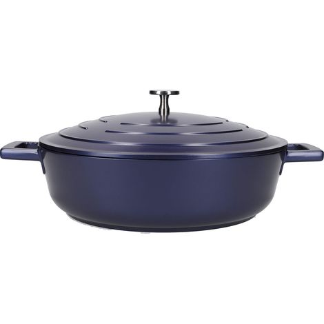 MasterClass Casseruola bassa con coperchio 4 litri/28 cm, in alluminio fuso leggero, sicura per forno e piano cottura a induzione, blu (1/5)