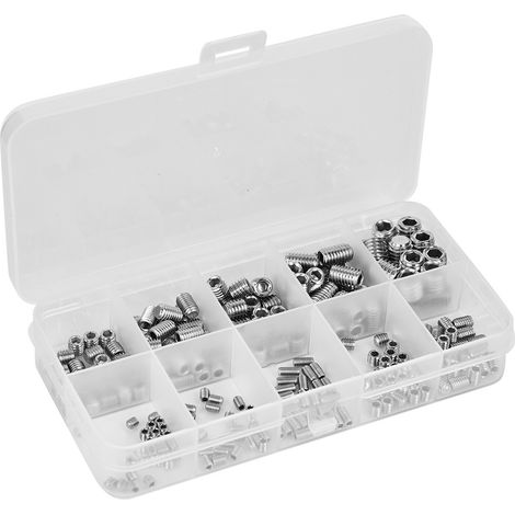 Jeu de 245 vis à six pans creux sans tête, fixations à six pans creux en acier inoxydable (1/5)