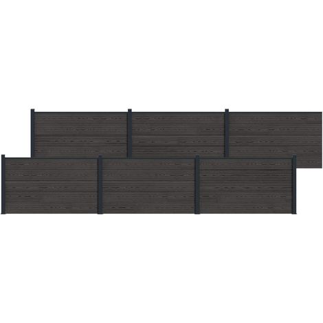Fence Panel 6 pcs WPC and Aluminium Black vidaXL