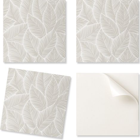Baldosas de vinilo decorativas con estampado de hojas para cocina o ba帽o, en una disposici贸n de 9x30x30 cm.
