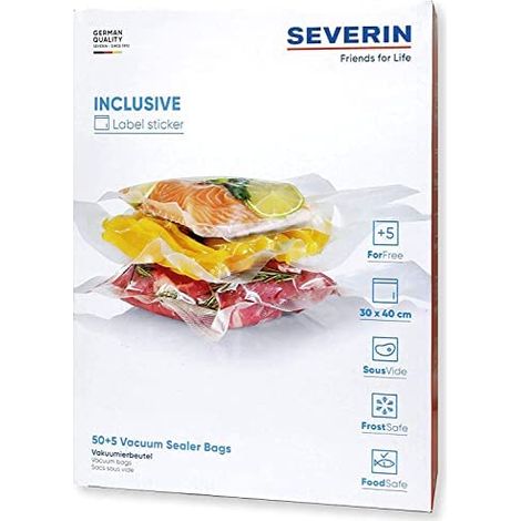Severin ZB 3615 Sacchetti per Sottovuoto 55 pezzi 30x40 cm senza BPA cottura sous-vide colore Trasparente (1/2)