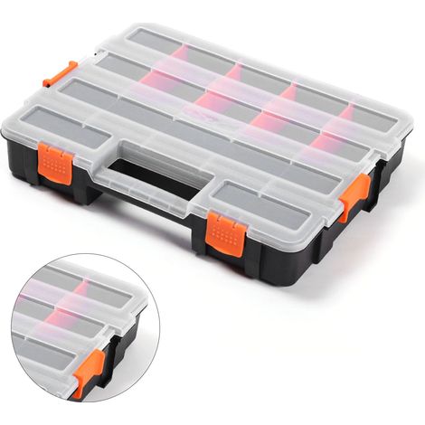 Boîte à outils et accessoires de quincaillerie portable double face en plastique, boîte de tri de composants électroniques, boîte à pièces, boîte de rangement G-382 (simple face), 37,5 x 29 x 6,7 cm (1/4)