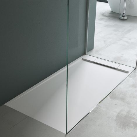 Mai & Mai Duschwanne Duschtasse aus Mineralguss BxTxH: 80x160x4cm Mineralgusswanne Weiß Matt inkl. Ablaufgarnitur06 Geoma04