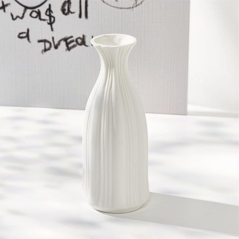 Jarrón moderno de cerámica blanca - Centro de mesa decorativo para sala de estar, dormitorio - Para flores de la Pampa y decoración (1/4)