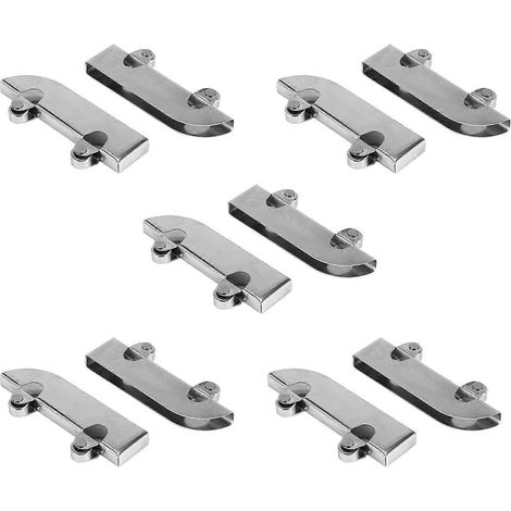 Ensemble de 10 pièces en acier inoxydable comprenant une poulie de porte coulissante à double volant d'inertie et rainure, ainsi que des accessoires de quincaillerie pour rail de porte coulissante. (1/5)