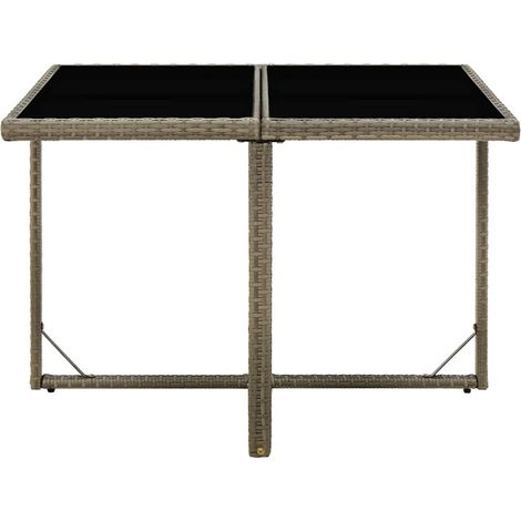 Maison Exclusive - Mesa de jardín ratán sintético y vidrio gris 1 (1/5)