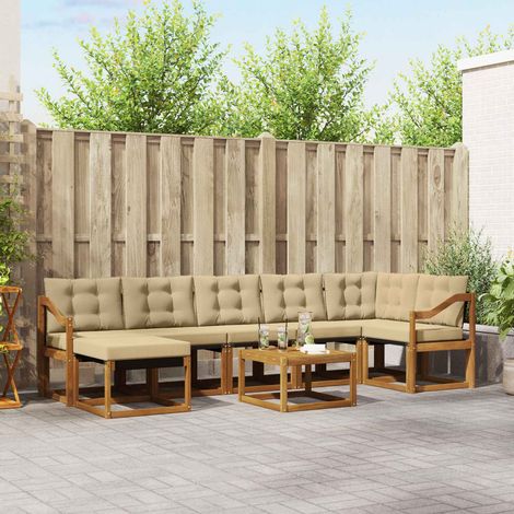 Outdoor-Sofagarnitur mit Kissen 8 pcs Natur und Beige