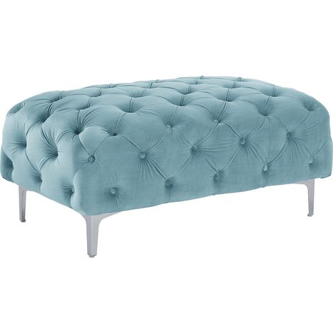 Pouf Chesterfield in Velluto azzurro pastello - EDWINA