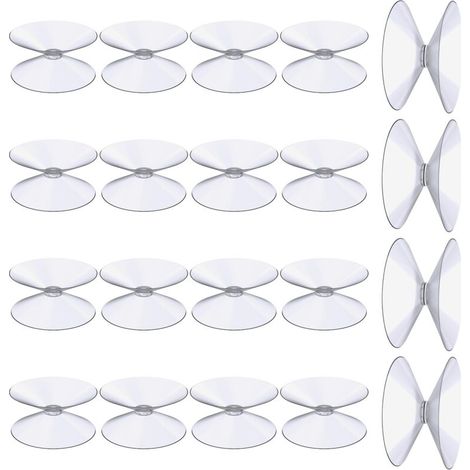 [NON UTILIZZATO] Ventose bifacciali, 20 pezzi, ventose trasparenti da 3 cm, ventose isolanti in PVC extra resistenti per tende, specchi da tavolo in vetro, specchi da finestra per bagno