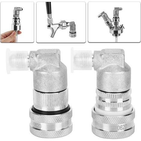 Adaptateur raccord rapide fût bière 2 pièces inox, connecteur à bille MFL 1/4 pouce pour tireuse (1/5)
