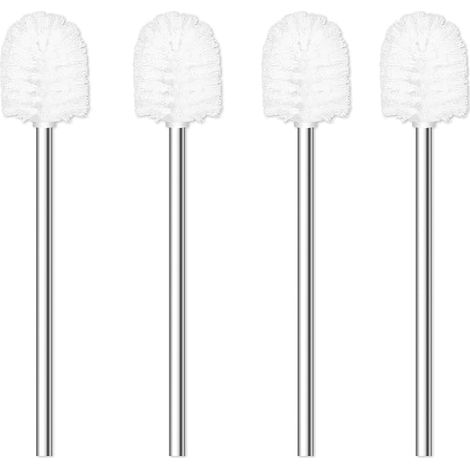 Lot de 4 brosses de toilettes ergonomiques avec manche en acier inoxydable pour salle de bain ergonomiques et durables Blanc (1/5)