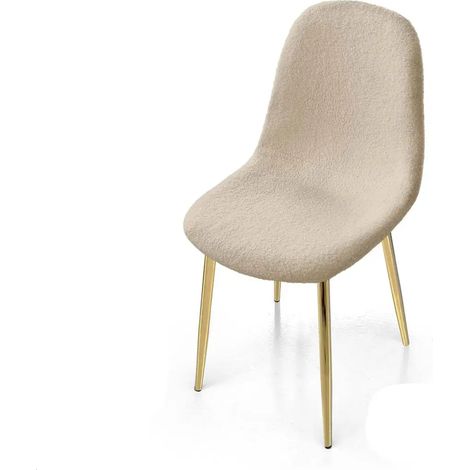 Set de 4 sillas tapizadas en tejido teddy beige 44x48x79
