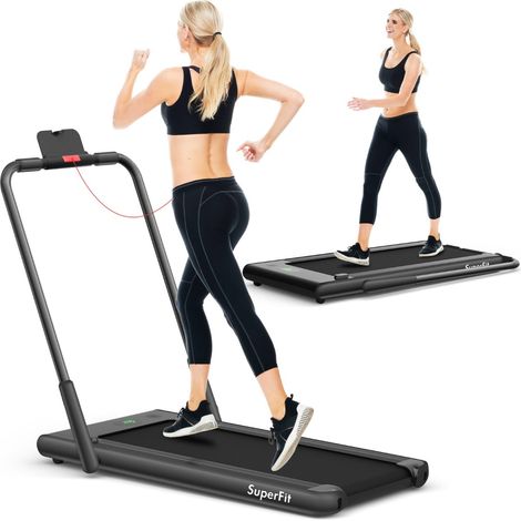 Cinta de correr plegable 124 x 69 x 107 cm doble uso silenciosa para caminar y correr moderna acero negro 200014217