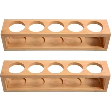 Étagère de rangement en 2 parties pour huiles essentielles en bambou naturel, support de table à 1 niveau, convient pour bouteilles de 15 ml, bouteilles de 10 et 5 ml (1/5)