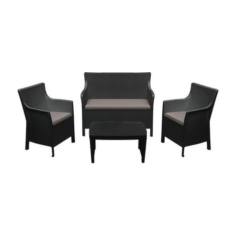 Set Rattan Olivo Progarden Pp Antracite con Cuscini 4 Pezzi