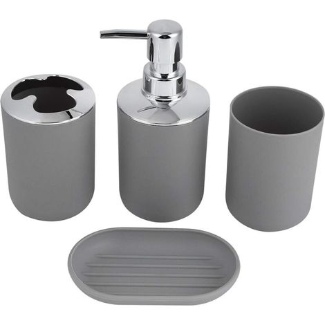 Bardusch-Ensemble salle de bain : savon + brosse à dents – rangement lotion – gris (1/4)