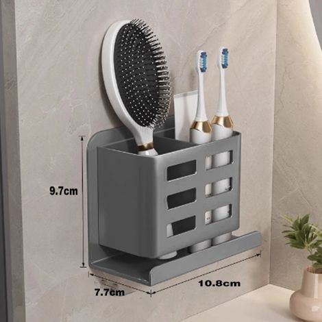 Étagères de salle de bain (Gery) multifonctionnelles, rangement pour lavabo, tube de rangement pour brosse à dents et rasoir, support mural pour accessoires de salle de bain (1/5)