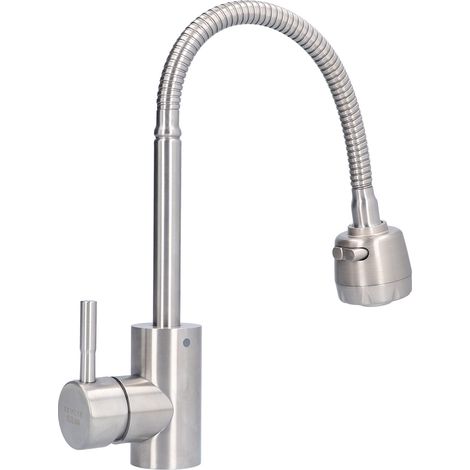 Universeller Edelstahl-Wasserhahn für Badezimmer, Waschbecken, Warm- und Kaltwasser mit 2 Geschwindigkeitsstufen für Küche und Haushalt (1/5)