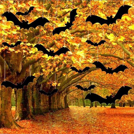 Chauve-souris Décoration Halloween - 6 Pièces - Pour Intérieur Ou Extérieur - Accrochage Facile - Dimensions Variées (1/5)
