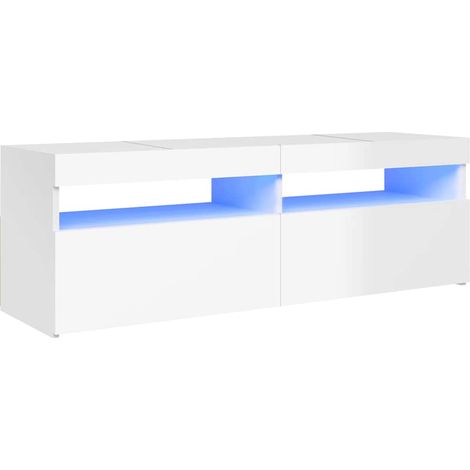 Mueble TV multimedia estantería para televisión buffet para televisión comedor salón dormitorio con luces LED brillantes 120 x 35 x 40 cm blanco 020026636 (1/5)