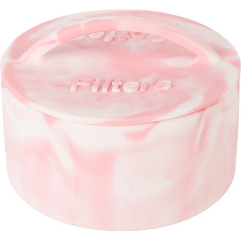 Staubbehälter für manuelle Kaffeefilter, Silikon-Aufbewahrungsbox für Kaffeefilter, Aufbewahrungsbox für Kaffeefilter für die Arbeitsplatte, rosa und weiß. (1/5)
