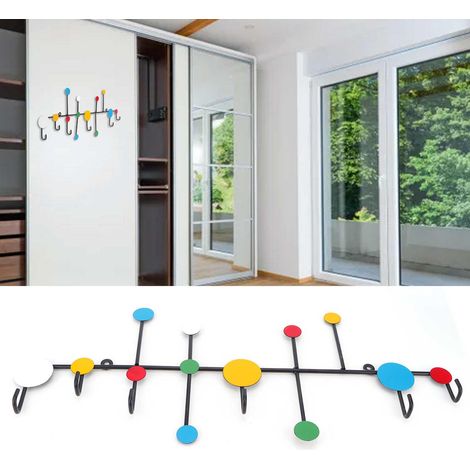 Llavero decorativo de hierro para pared con coloridos diseños para la puerta principal y la sala de estar, gancho de almacenamiento para armario [57x24cm] (1/5)