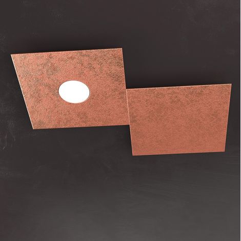 Plafoniera moderna top light eccentric 1156 1l1d gx53 led metallo lampada parete soffitto, finitura metallo foglia rame