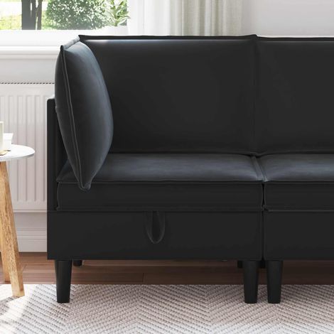 vidaXL Sofa avec rangement Noir Velours (1/5)