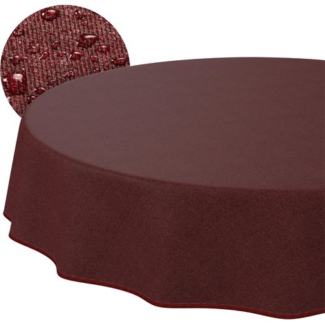 Nappe enduite Bordeaux Aspect Lin avec Ourlet Ronde Ø 120 cm (1/5)
