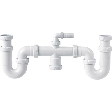 S-30 Siphon double courbé avec entrée pour machine à laver 1 1/2 JIMTEN