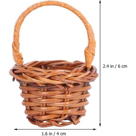 Mini-Rattan-Handkorb Spielzeug für Spielhäuser Dekoration handgeflochtener Blumenkorb für Fotoshootings Weidenkorb 10 Stück Blumenkorb mit Henkel 6 (1/4)