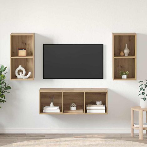 TV-Schrankset Wandmontiert 3 pcs Artisan-Eiche Holzwerkstoff