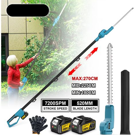 Taille-haie électrique pour branches hautes, sans fil, télescopique, compatible avec les batteries Makita 18 V (avec 2 batteries) (1/5)