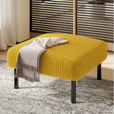 Pouf 56x51x39 cm gelb, Zusatzsitz, Rippenstoff und Metallstruktur MEUBLIV (1/5)