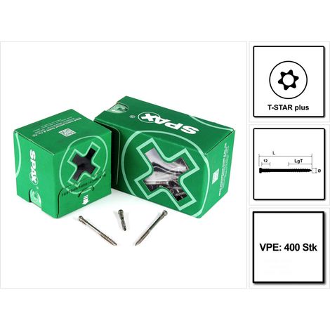 SPAX Terrassenschraube, 5 x 50 mm, 400 Stück, Fixiergewinde, Zylinderkopf, T-STAR plus T25, CUT-Spitze - 4507000500519 (1/5)