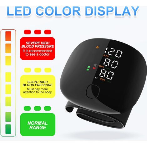 Misuratore di pressione sanguigna da polso - Misuratore di pressione sanguigna digitale con display LED - Polsino regolabile (13,5 cm-19,5 cm), 2 memorie utente - 99 x 2 memorie di lettura (1/4)