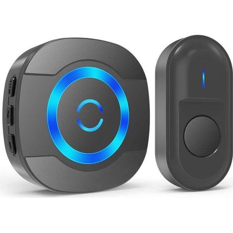 300M IP55 Waterproof Electronic Wireless Doorbell with Plug-in Receiver for Home 55 Melodies LED Black (1/5)